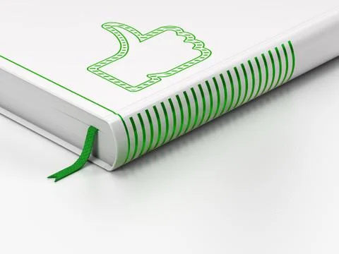Social network concept: closed book, Thumb Up on white background Stock Illustration