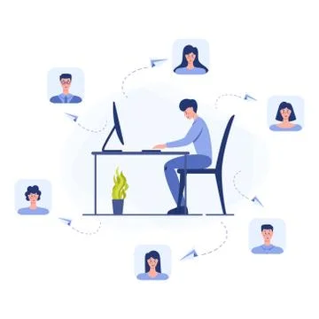 Social network concept. Communication and connection around the world Stock Illustration