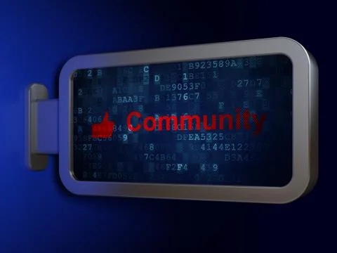 Social network concept: Community and Thumb Up on billboard background Ilustração Stock