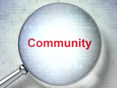 Social network concept: Community with optical glass Stock Illustration
