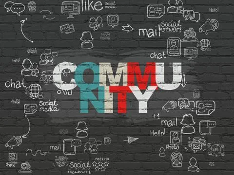 Social network concept: Community on wall background Stock Illustration