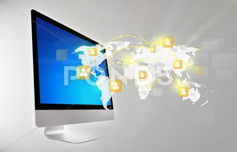 Social network concept on computer display Stock Illustration