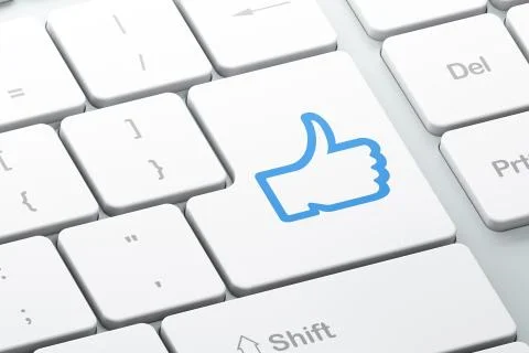Social network concept: Like on computer keyboard background Illustrazione stock
