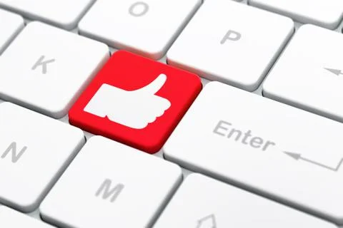 Social network concept: Like on computer keyboard background Illustrazione stock