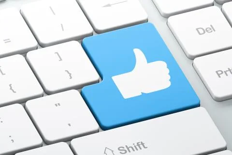 Social network concept: Like on computer keyboard background Stock Illustration