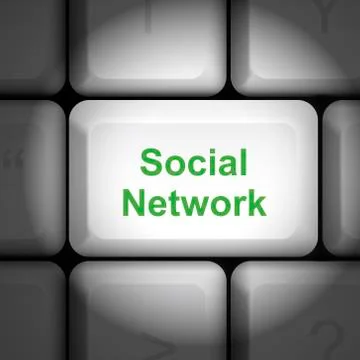 Social network concept with computer keyboard Illustrazione stock
