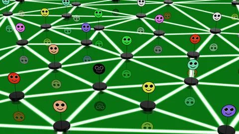 Social network concept with connected faces Stock Illustration