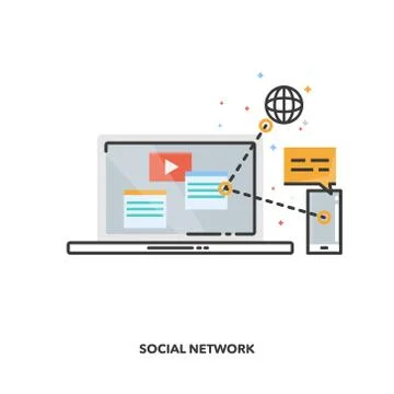 Social network concept design. Vector line design. Stock Illustration