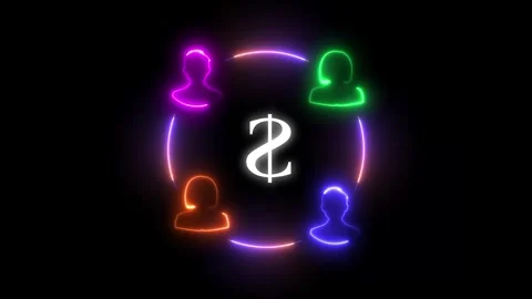 Social network concept with dollar sign. Representing Virtual Meetings, Bus.. Video stock 308157807