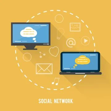 Social network concept in flat design Stock Illustration