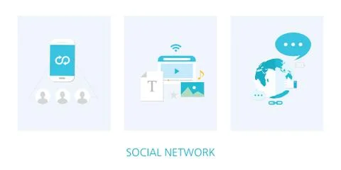 Social network concept icon set Stock Illustration