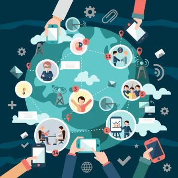 Social network concept Ilustración de archivo