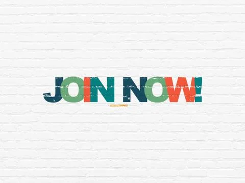Social network concept: Join now! on wall background 스톡 일러스트