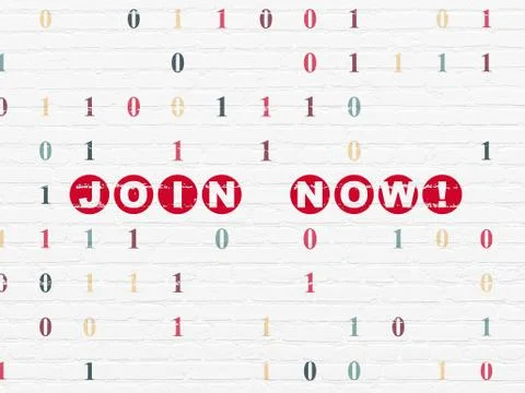 Social network concept: Join now! on wall background Stock Illustration