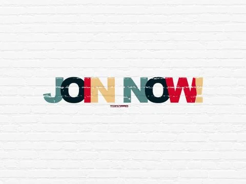 Social network concept: Join now! on wall background Illustrazione stock
