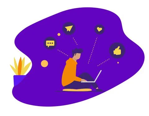 Social network concept in modern flat design Stock Illustration