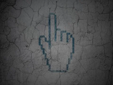 Social network concept: Mouse Cursor on grunge wall background Ilustração Stock