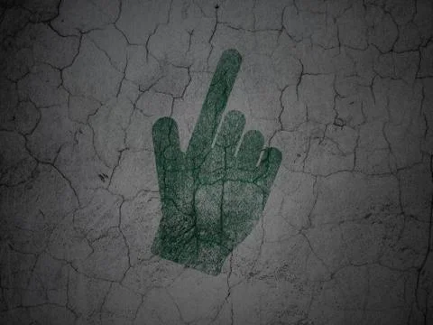 Social network concept: Mouse Cursor on grunge wall background Illustrazione stock