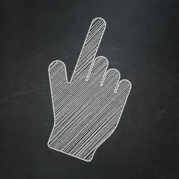 Social network concept: Mouse Cursor on chalkboard background Ilustração Stock