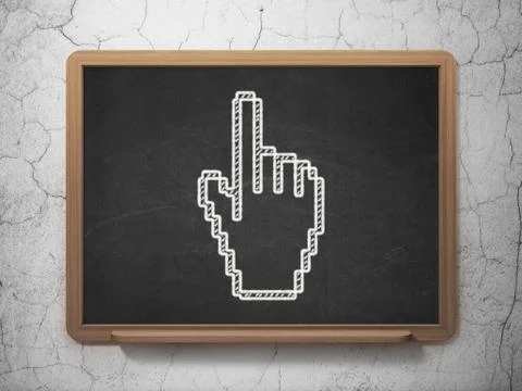 Social network concept: Mouse Cursor on chalkboard background Ilustração Stock