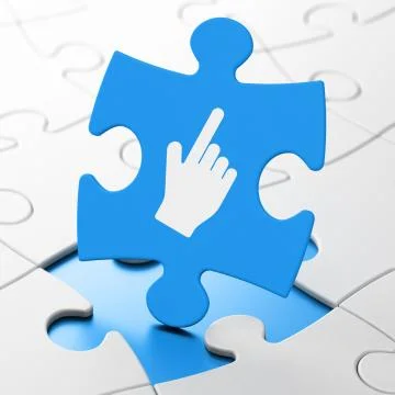 Social network concept: Mouse Cursor on puzzle background Stock Illustration