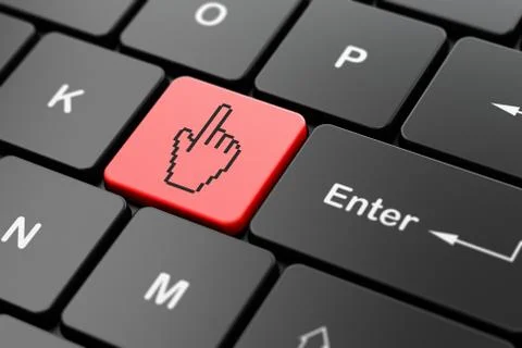 Social network concept: Mouse Cursor on keyboard background Stock Illustration