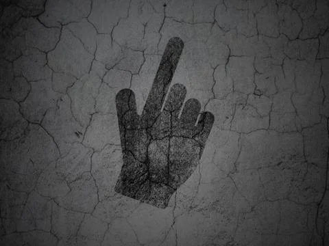 Social network concept: Mouse Cursor on grunge wall background Stock Illustration