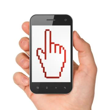Social network concept: Mouse Cursor on smartphone Ilustração Stock
