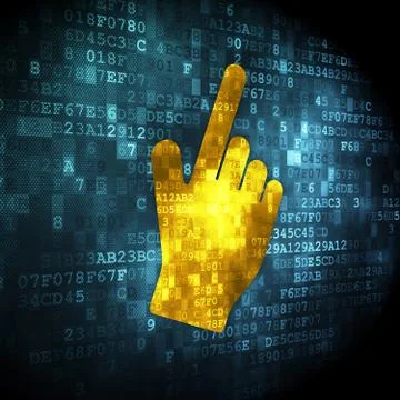 Social network concept: Mouse Cursor on digital background Ilustração Stock