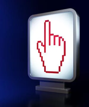 Social network concept: Mouse Cursor on billboard background Ilustração Stock