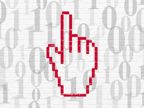 Social network concept: Mouse Cursor on wall background Stock Illustration
