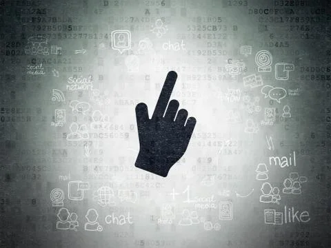 Social network concept: Mouse Cursor on Digital Paper background Ilustração Stock