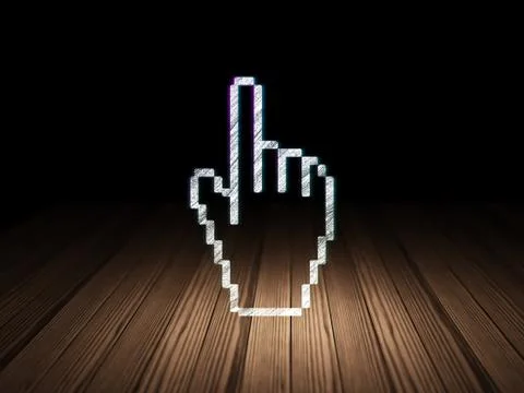 Social network concept: Mouse Cursor in grunge dark room Stock Illustration