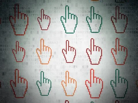 Social network concept: Mouse Cursor icons on Digital Paper background Ilustração Stock