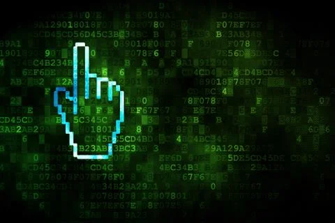 Social network concept: Mouse Cursor on digital background Ilustração Stock