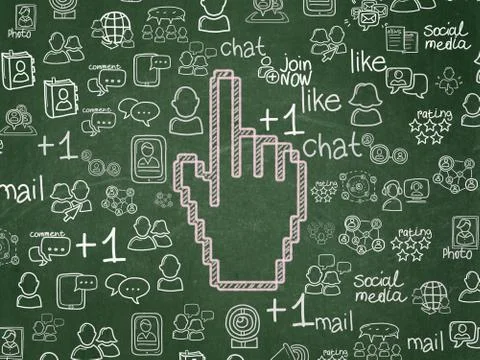 Social network concept: Mouse Cursor on School board background Stock Illustration