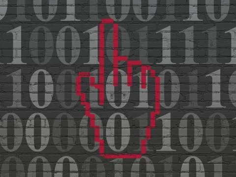 Social network concept: Mouse Cursor on wall background イラスト素材