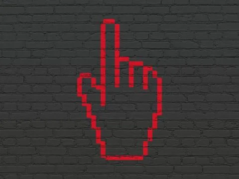 Social network concept: Mouse Cursor on wall background Stock Illustration