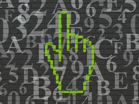 Social network concept: Mouse Cursor on wall background Ilustração Stock