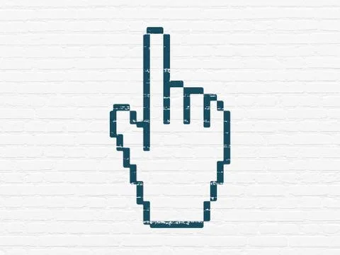 Social network concept: Mouse Cursor on wall background Stock Illustration