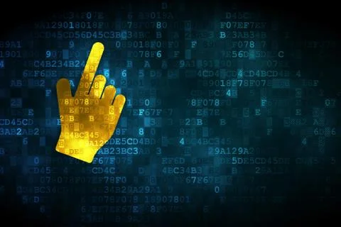 Social network concept: Mouse Cursor on digital background Ilustração Stock