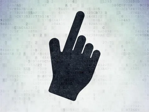 Social network concept: Mouse Cursor on Digital Data Paper background Stock Illustration