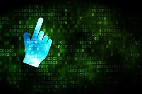 Social network concept: Mouse Cursor on digital background Illustrazione stock