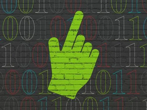 Social network concept: Mouse Cursor on wall background Ilustração Stock