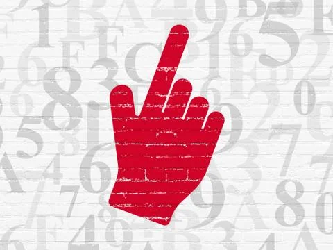 Social network concept: Mouse Cursor on wall background Ilustração Stock