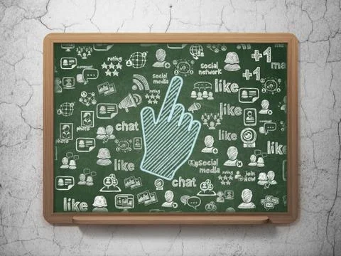 Social network concept: Mouse Cursor on School board background Ilustração Stock