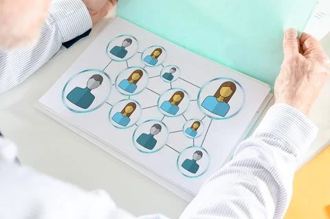 Social network concept on a paper Stock-Fotos