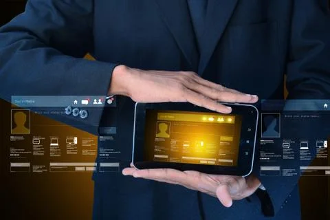 Social network concept showing the tablet computer Stock Illustration