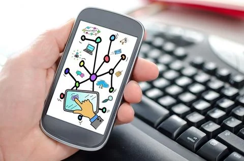 Social network concept on a smartphone Stock Photos