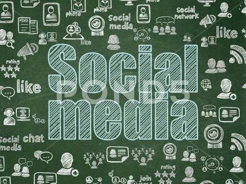 Social Network Concept: Social Media On School Board Background